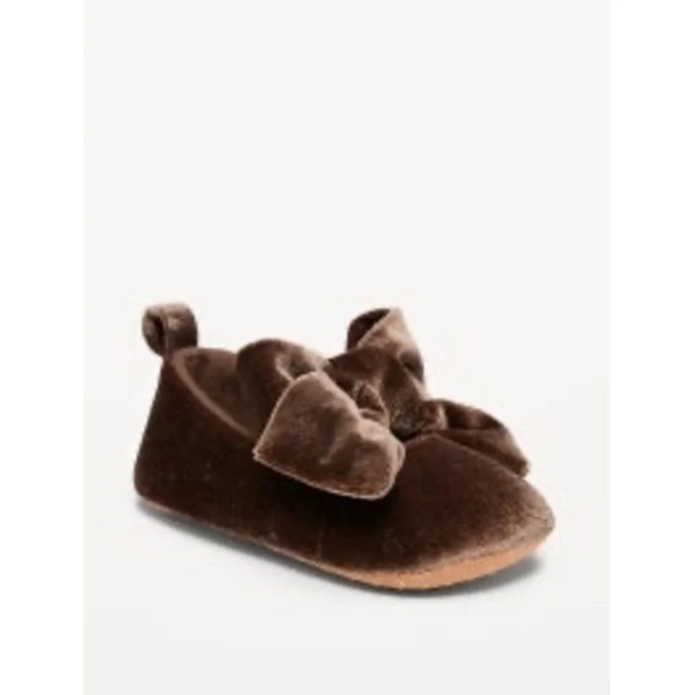 Old Navy Baby Girls Brown Velvet Bow Ballet Flats Shoes 18-24M NWT 837992-00-1